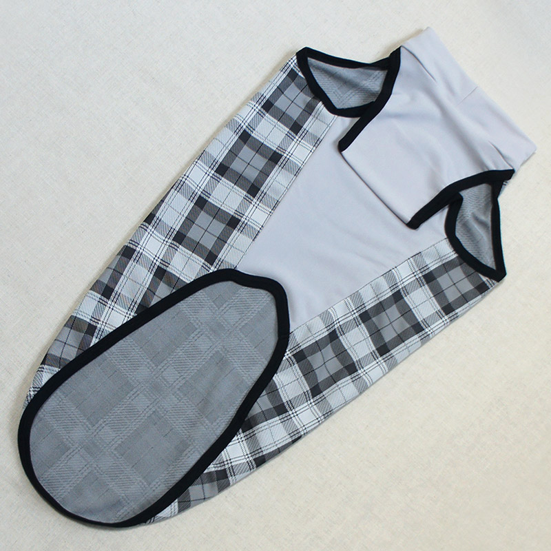 グレー系チェック袖なしウェア(サルーキ・ウィペットサイズ)【tm1250805】