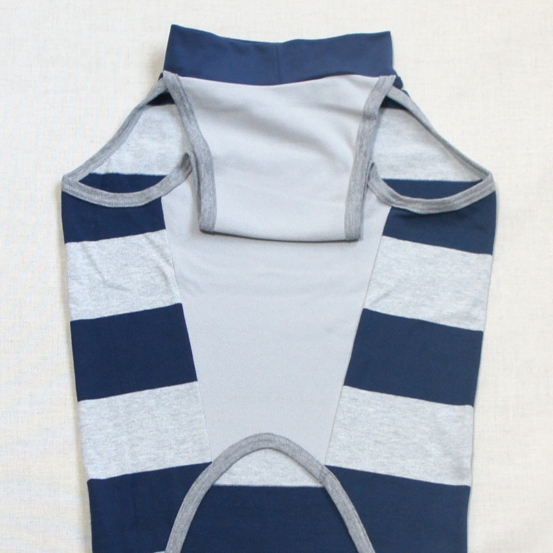 ネイビー×グレーボーダーデザイン袖なしウェア（サルーキ・ウィペットサイズ）【tm1250806】