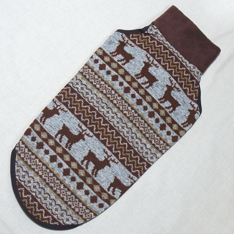 トナカイ柄ニットフリース袖なしウェア（サルーキ・ウィペットサイズ）【tm1251201】