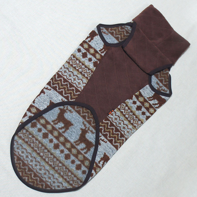 トナカイ柄ニットフリース袖なしウェア（サルーキ・ウィペットサイズ）【tm1251201】